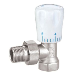 Cheap Angled Standard Manual Radiator Valve 1/2''X1/2'' For Steel Pipe Nickel Plated With Scale Plastic Handle for sale