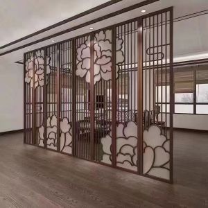 Custom modern stainless steel room divider decorative flower carved design
