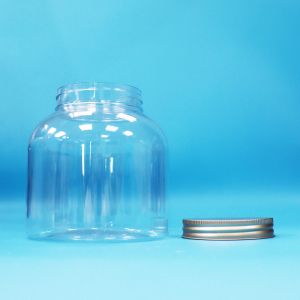 Transparent Plastic PET Round Candy Daily Food Jars With Aluminum Screw Lids