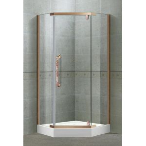 Red Bronze Diamond Pivot Shower Boxes Swing 304 Stainless Steel 8 MM Clear Tempered Glass