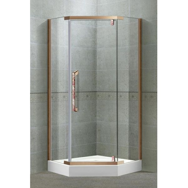 Red Bronze Diamond Pivot Shower Boxes Swing 304 Stainless Steel 8 MM Clear