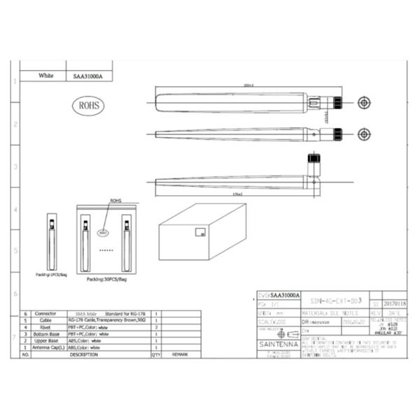 High Gain Omni Wifi Antenna Outdoor White Color Good Mechanical Properties