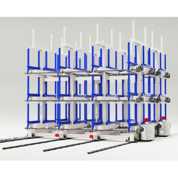 Electric Mobile Telescopic Cantilever Racking Automatic Loading and Unloading Systems For Long Products Warehouse Storage Racking
