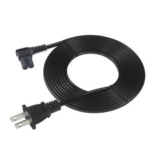 Right Angle US 2 Pin to C7 Power Cord 125V 10A 1.2M Black