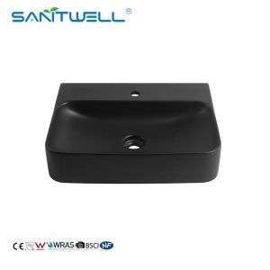 New Fashion Styles AB8522 Bathroom Sinks Rectangle Shape Matt Black Above