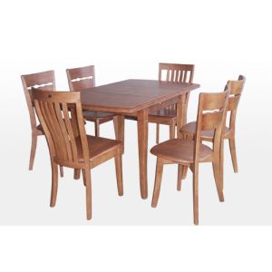 Custom Rectangle Restaurant Rubberwood Dining Table With Six Chair