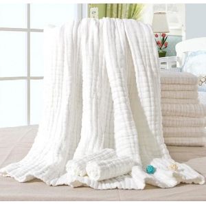 8 layer medical washable gauze bath towel baby blanket 110x115cm white color
