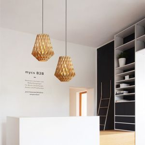 Wooden pendant light Creative Simple Nordic wood hanging lamp design for coffee