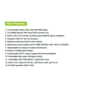 Touchable Buttons Max Series Off-Grid Hybrid Solar Inverter 8KW with MPPT Solar