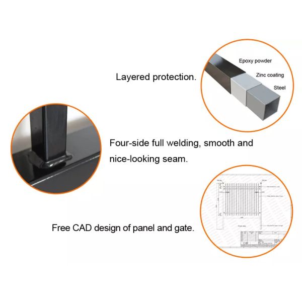 Modern Metal Steel Tubular Fencing Galvanized Picket Wrought Iron Panels