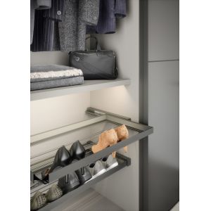 Custom Modern Grey Wardrobe Bespoke PET Closet with Shoe Rack