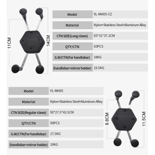 X Claw Motorbike Bicycle Smartphone Holder RoHS FCC Approval