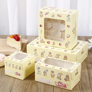 Takeout Paper Cupcake Bakery Treat Boxes With Window 4x4