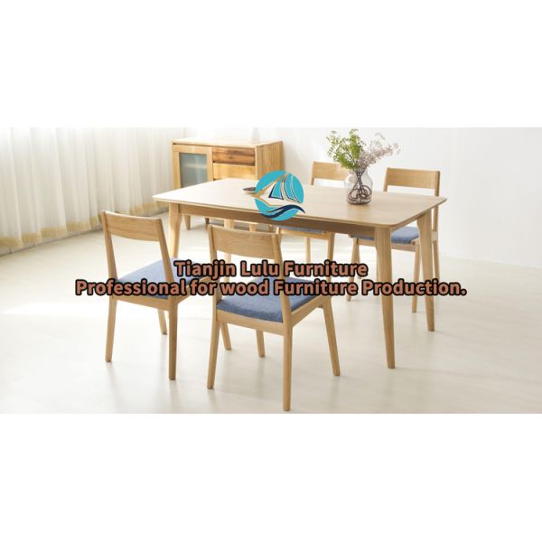 Solid Rubberwood Legs Modern Wooden Dining Table for Dining Room