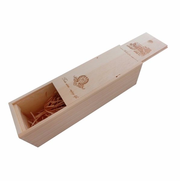 Pine Wood Recyclable Wine Storage Containers Embossing Printing Wooden Packing