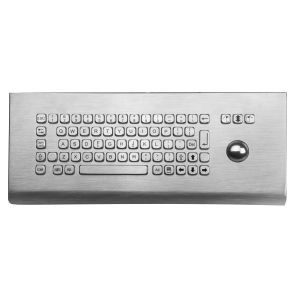 Kiosk industrial metal keyboard with trackball for public system weather - proof