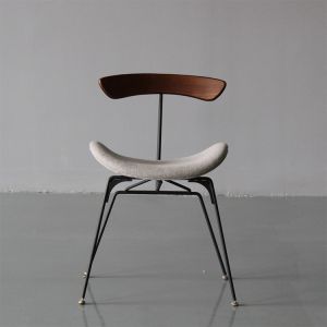 Nordic Style Windsor Leather Dining Chairs Moon Shape Solid Wood Backrest
