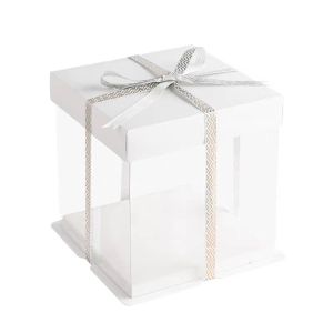 Factory Custom Eco Friendly Food Folders Box for 6 8 10 12 Inch Transparent Cake