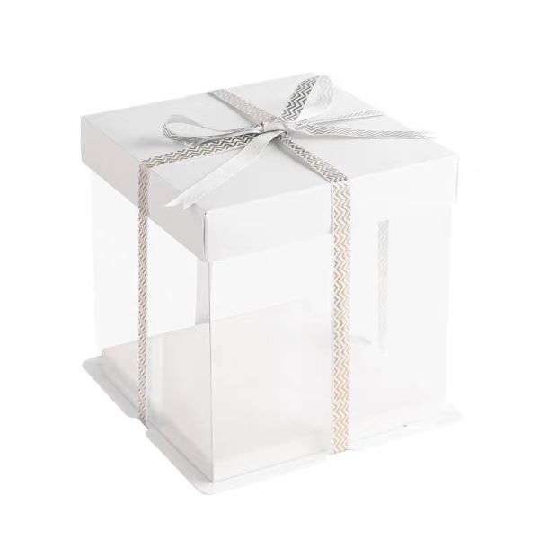 Factory Custom Eco Friendly Food Folders Box for 6 8 10 12 Inch Transparent Cake