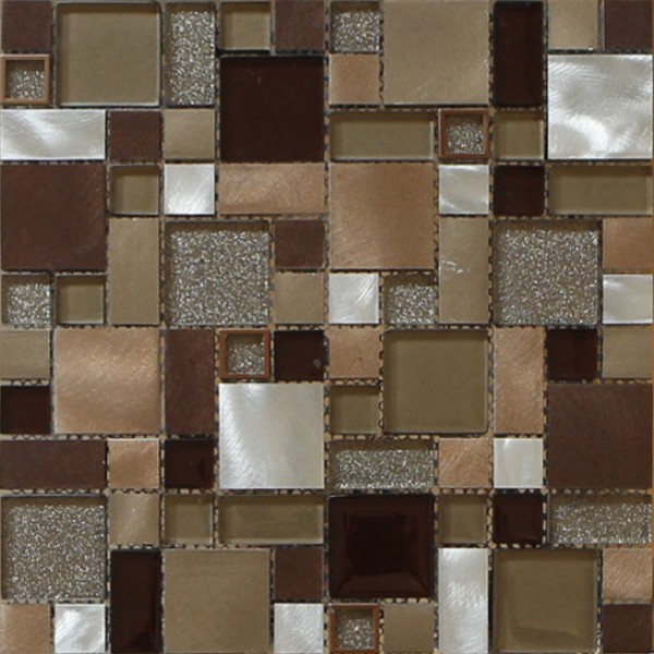 Quality 3D red silver square tile glass mix metal mosaic brush finished wholesale