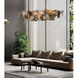 Modern Designer metal fragment Art Chandelier Rectangle Kitchen Island Hanging