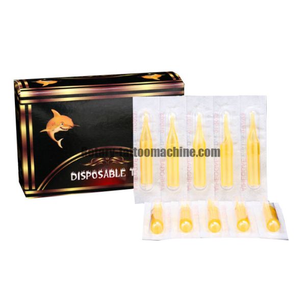 Quality Plastic Disposable Tattoo Needle Tips , Flat  / Round Open Tattoo Tip Set Yellow Color wholesale