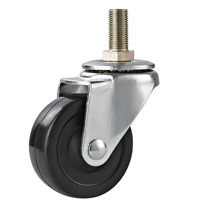 China 2 threaded stem industry rubber caster, 2 rubber caster,,black rubber casters, small castors on sale
