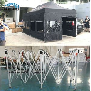 Large Foldable Canopy Tent Hexagon Aluminum Profiles Clear Windows
