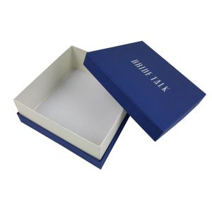 Cardboard Material Logo Printing Blue Color Printing Top Bottom Boxes Packaging