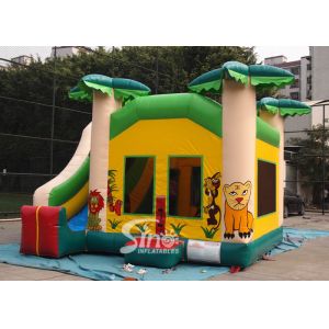 Custom made outdoor tropical inflatable combo castle with slide made of lead