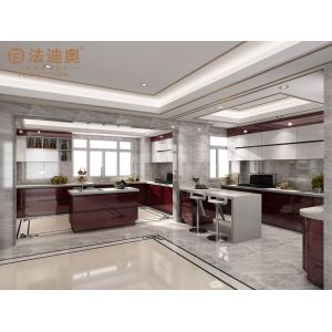 Modern Double Kitchen Cabinet Luxurious Stainless Steel In Mahogany Finishired