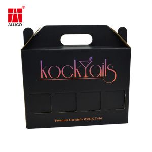 Corrugated Cocktail Set Gift Box , B3 B9 W9 4 Bottle Wine Box