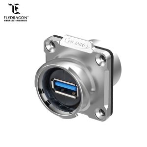 USB3.0 Metal Shell Plug Dual USB Panel Mount M24 9Pin Soldering Cable Connector