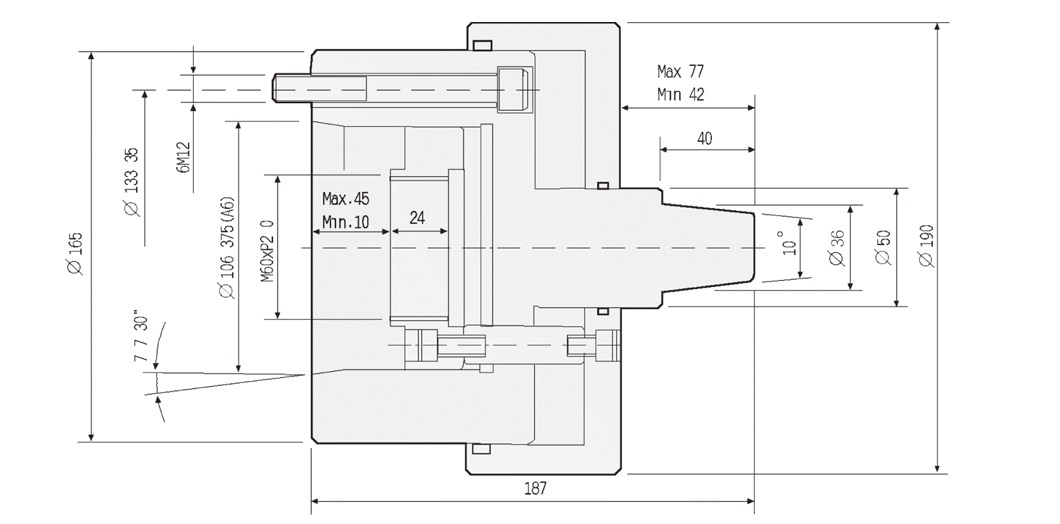 P165 Floating plate center chuck