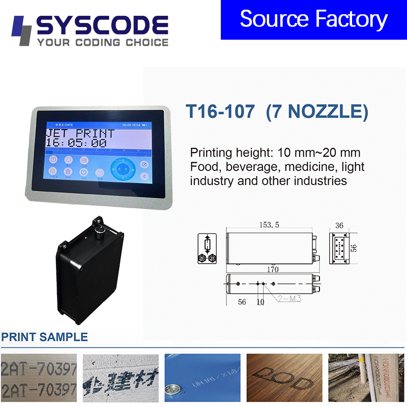 T16 Series All-Aluminum DOD Large Character Inkjet Printer with 7-inch