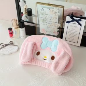 Sanrio Character Quick-Dry Hair Wrap – Plush Lightweight Microfiber Hair Towel with Customizable Size
