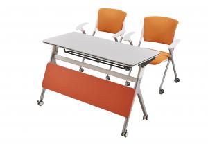China Foldable E1 Melamine Board Training Room Tables And Chairs With Castors on sale
