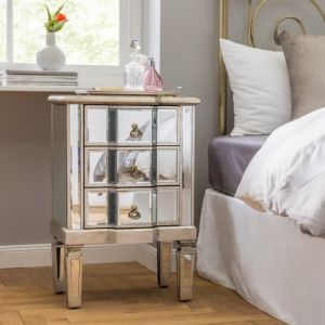 5 Drawers High Mirrored Night Stands Silver / Different Color Optional