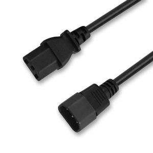 Black IEC 60320 C13 Household Extension Cord 125V 10A 3 Prong AC Power cable