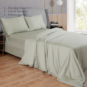 4-piece Nondisposable Plain Dyed Bamboo Lyocell Bedding Set with Solid Color