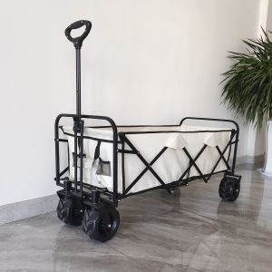 600D Oxford Folding Camping Cart PU Wheels Adjustable Collapsible Beach Wagon