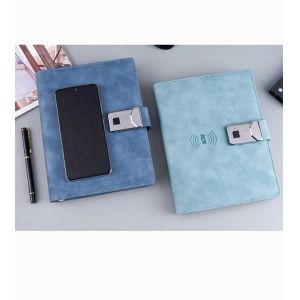 Waterproof Multiscene PU Leather Notebook , Recyclable Notepad With Power Bank