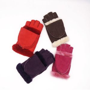 Multifunctional Sheep Skins Leather Mittens Touch Screen With Fingers