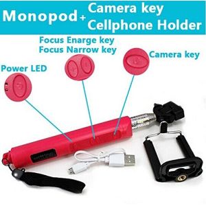 Bluetooth Selfie Stick and Built in Zoom in and Out Button for Android