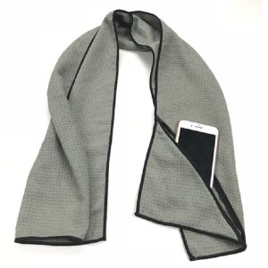 Microfiber Waffle 100x40cm Absorbent Sports Towel With Zipper Pocket Multifuncti