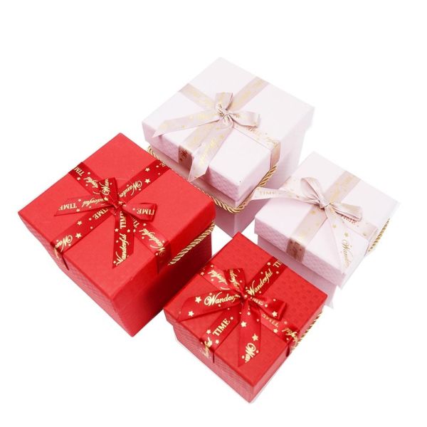Quality Custom Order Accepted Eco Friendly White Packaging Box with Ribbon Bow and Handle wholesale