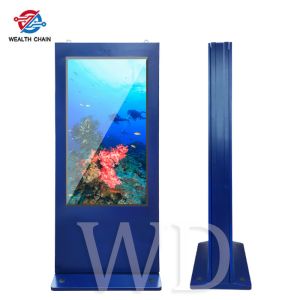 Navy Blue Outdoor LCD Digital Signage Totem WIFI 2.4G Bluetooth 5.0 Adjustable