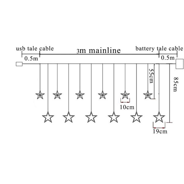 USB and battery powered star curtain light with remote controller