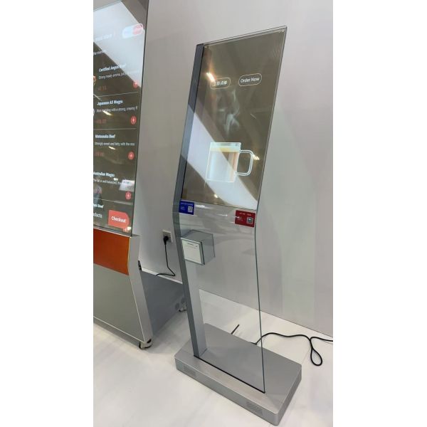 30 Inch Custom clear Floor Standing transparent OLED Display Unit Stand for Supermarket Exhibition Hotel