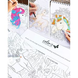4C Color Perfect Bound Silver Hot Stamp Unicorn Coloring Book Printing